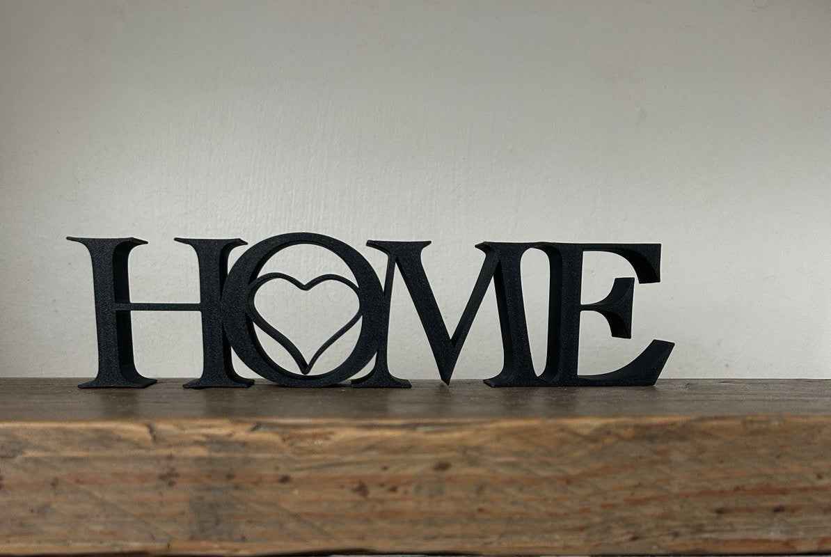 Black Home Sign Heart Ornament Word Letters Plaque Home Decoration Freestanding