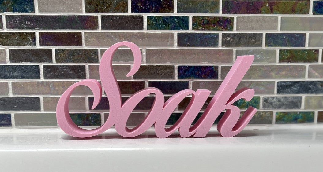 Soak Word Cerise Pink Ornament Freestanding Bath Hot Tub New Home Gift - Poppy Kate Designs