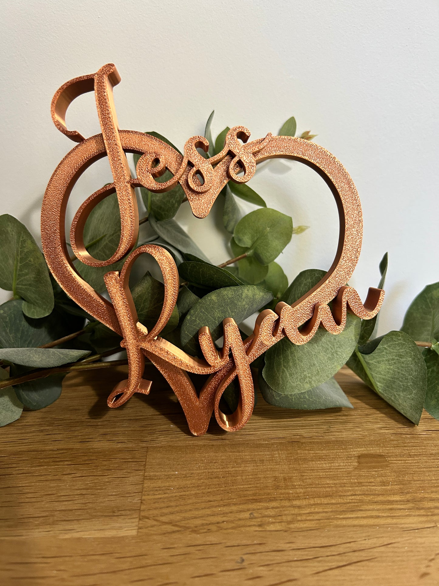 Personalised Anniversay Heart Sign: 7th Wedding Copper Anniversary Custom Names Gift