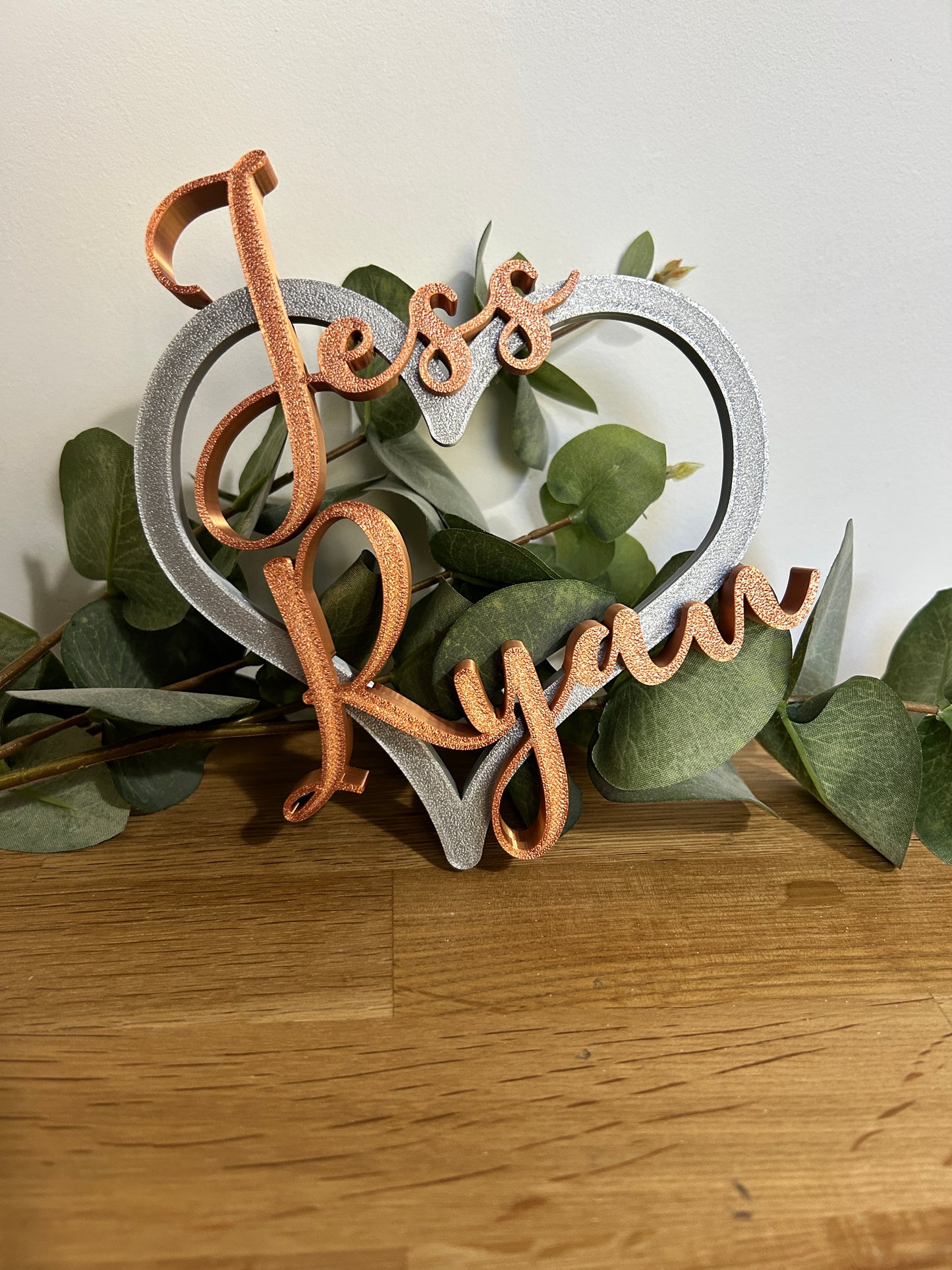 Personalised Anniversay Heart Sign: 7th Wedding Copper Anniversary Custom Names Gift