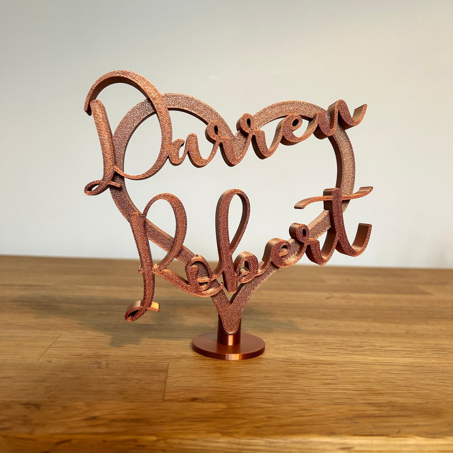 Personalised Anniversay Heart Sign: 7th Wedding Copper Anniversary Custom Names Gift