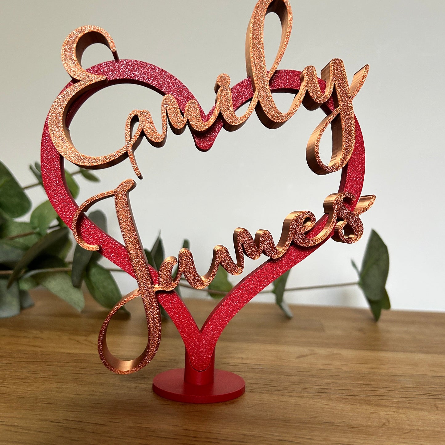 Personalised Anniversay Heart Sign: 7th Wedding Copper Anniversary Custom Names Gift