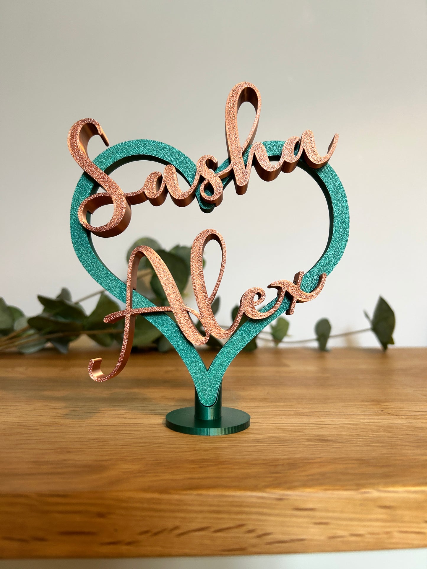 Personalised Anniversay Heart Sign: 7th Wedding Copper Anniversary Custom Names Gift