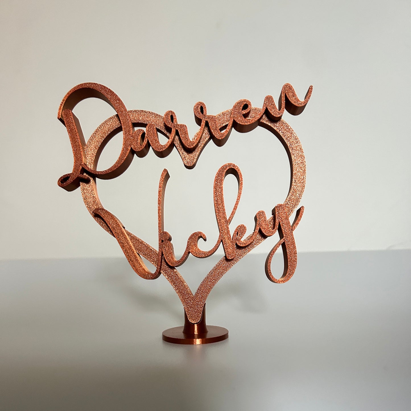 Personalised Anniversay Heart Sign: 7th Wedding Copper Anniversary Custom Names Gift