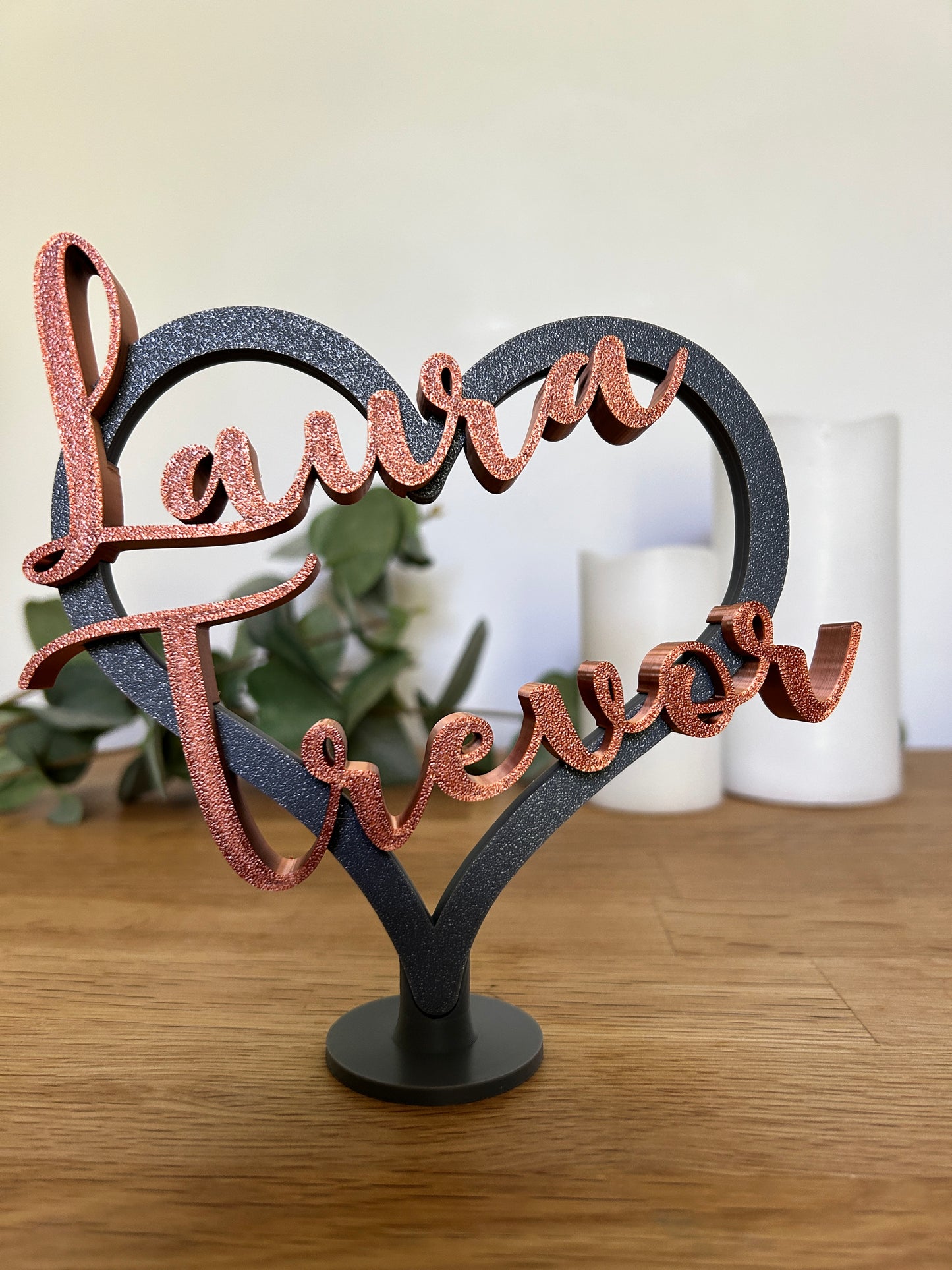 Personalised Anniversay Heart Sign: 7th Wedding Copper Anniversary Custom Names Gift