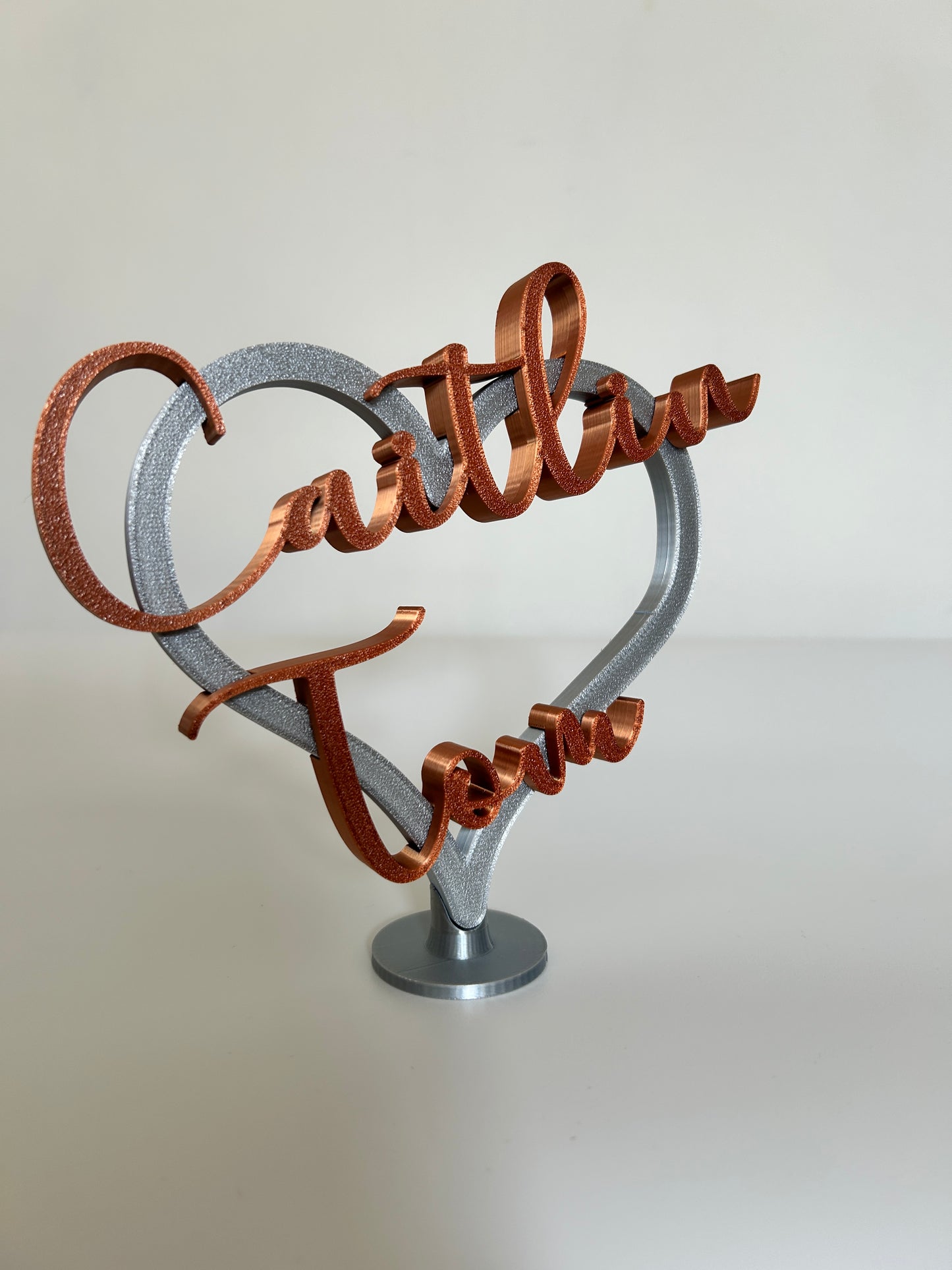 Personalised Anniversay Heart Sign: 7th Wedding Copper Anniversary Custom Names Gift