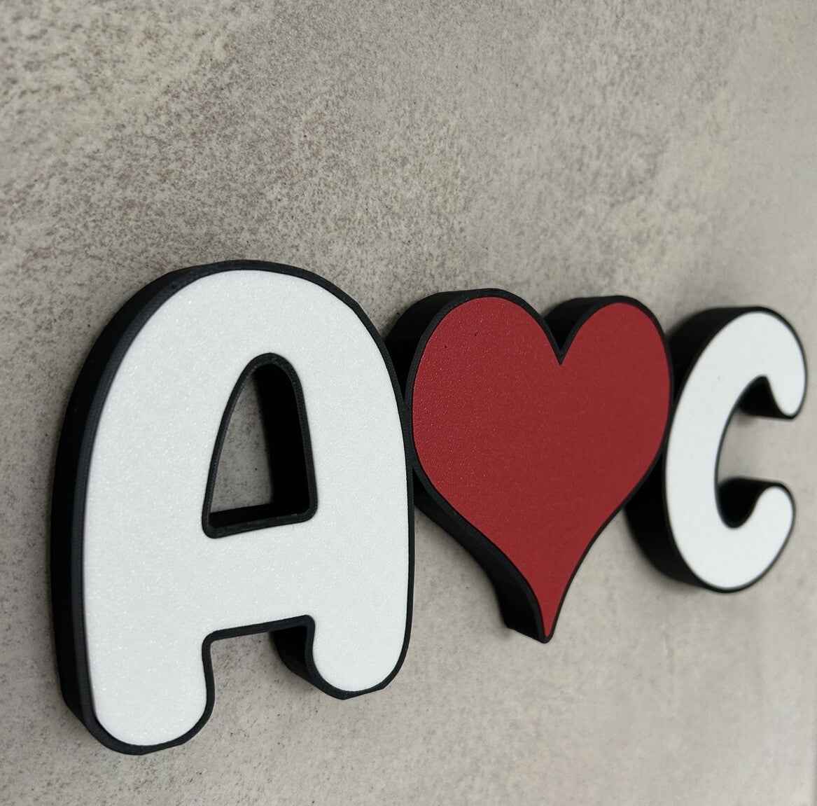 Personalised Love Heart Gift Freestanding Name Initals Present Custom Made Sign