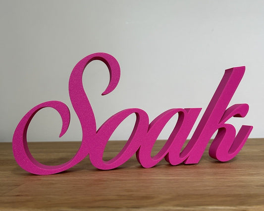 Soak Word Cerise Pink Ornament Freestanding Bath Hot Tub New Home Gift - Poppy Kate Designs