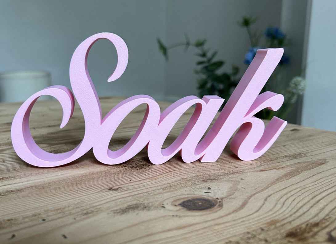 Soak Sign Word Bathroom Hot Tub Pool Bath Letters Ornament FreeStanding