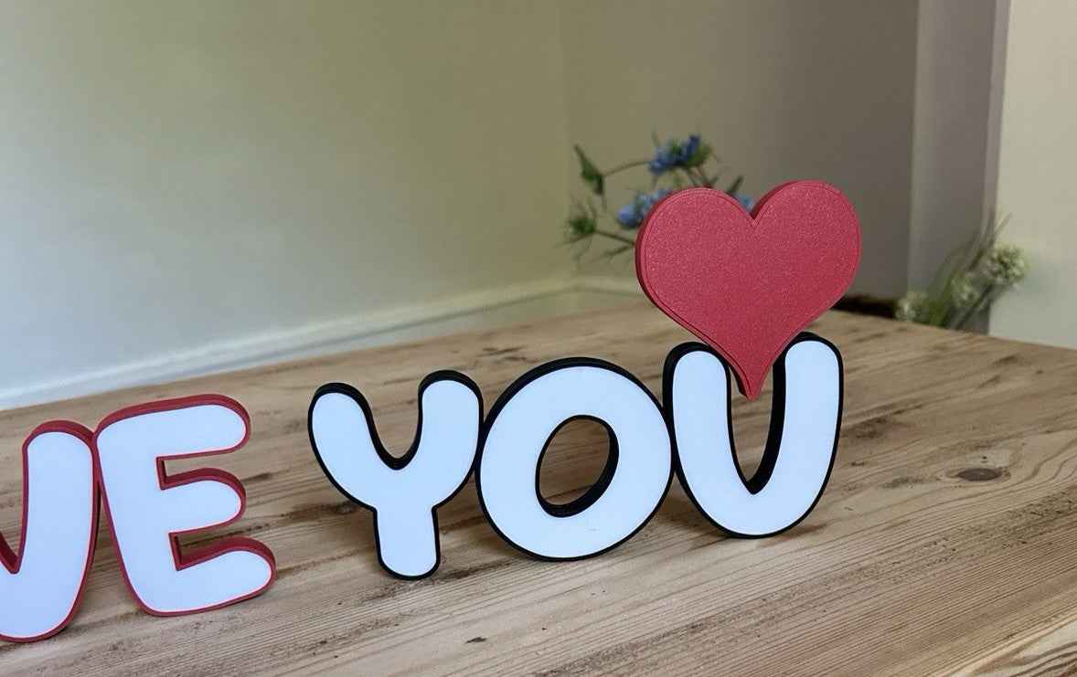 Love You Words Sign Gift Any Letters personalised Decoration Wall or Standing
