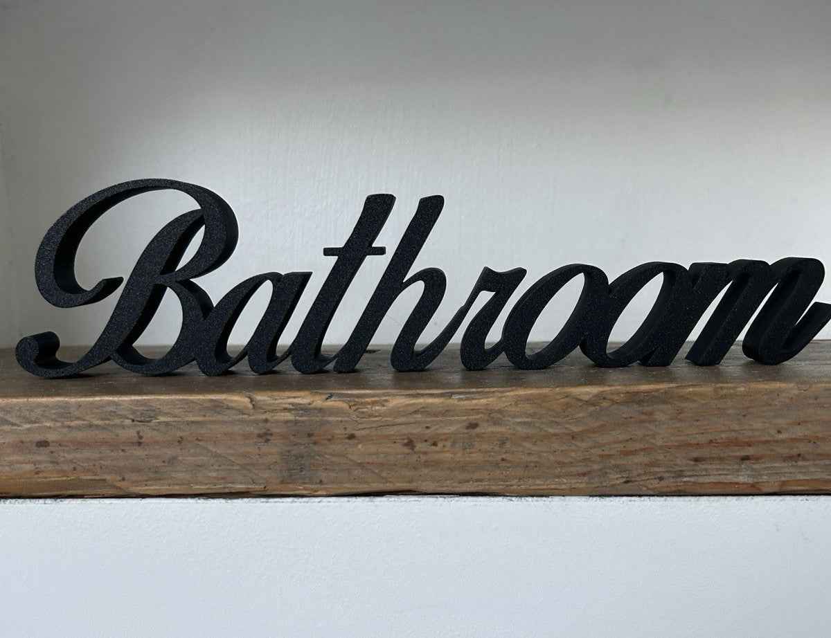 Bathroom Word sign Black White Freestanding Wall House New Home Decoration