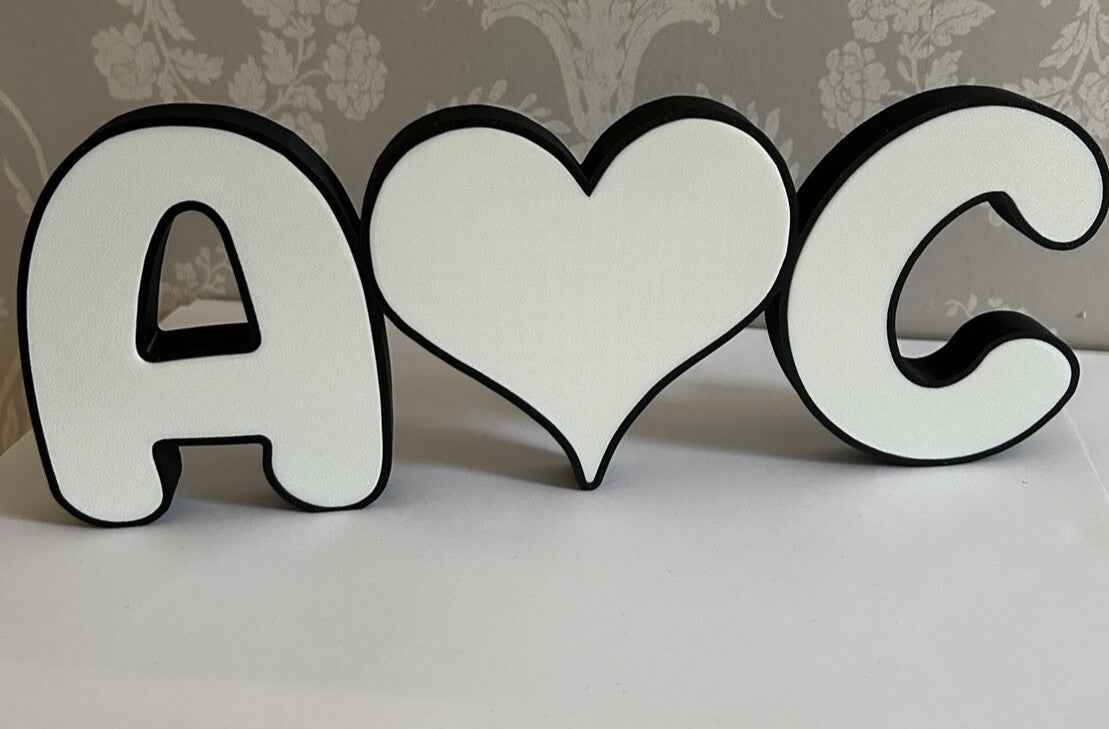 Personalised Love Heart Gift Freestanding Name Initals Present Custom Made Sign