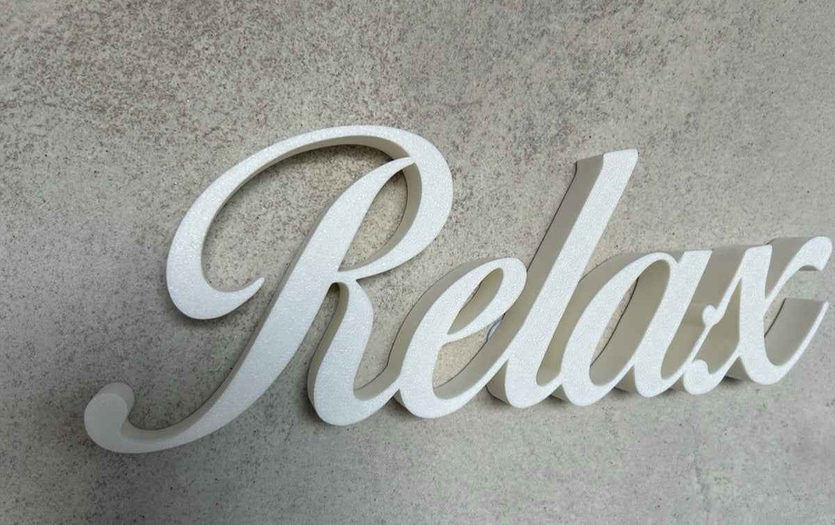 White Relax Sign Gift New Home Decoration Freestanding Ornament or Wall Sign