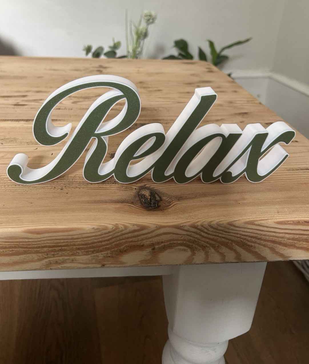 Relax Grey and White Sign Decoration Freestanding Word ornament Home New Gift