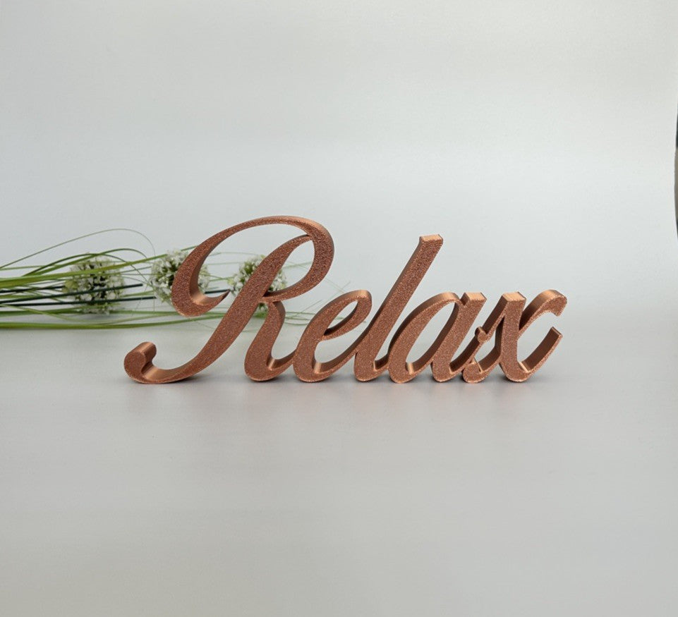 Relax Sign Copper Gold Bronze Word Letters Gift New Room Decoration Freestanding - Poppy Kate Designs