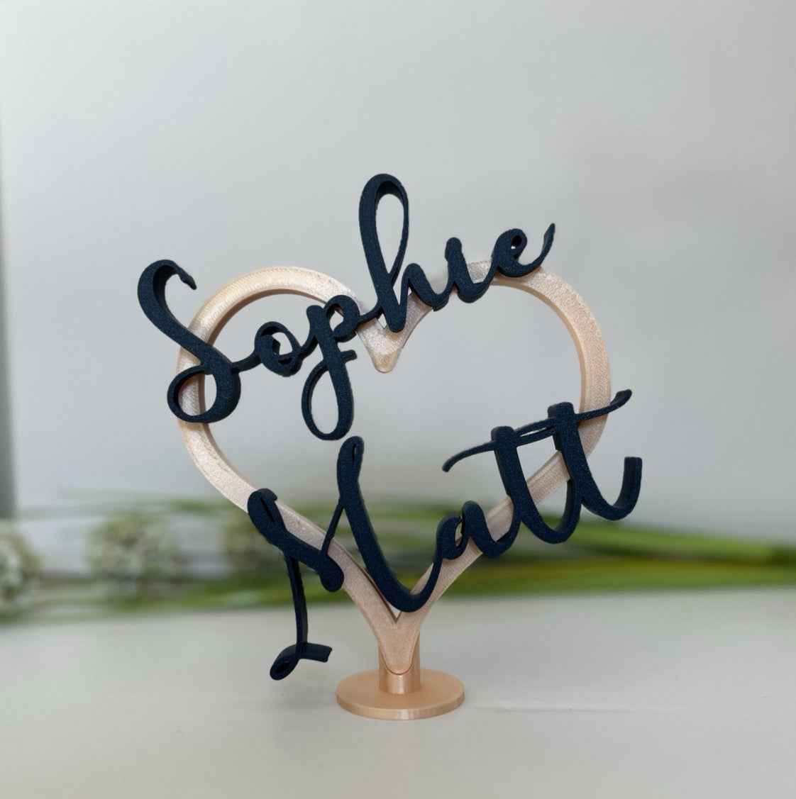 Personalised Wedding Present Gift Mr & Mrs Heart with Names Bride Groom