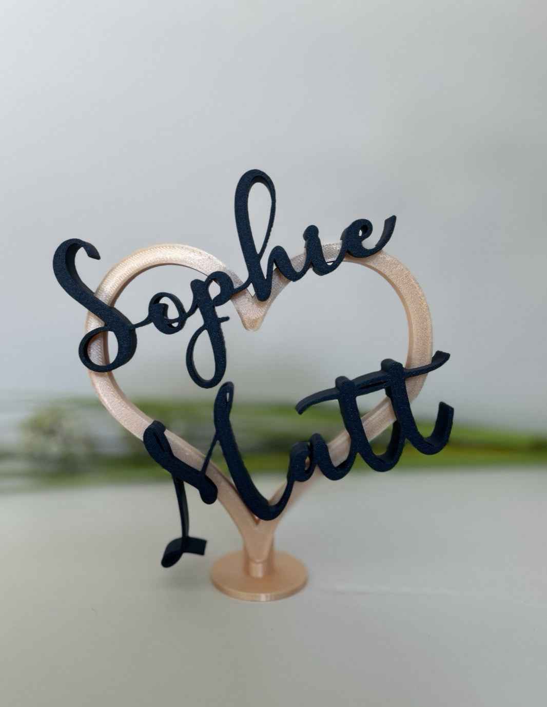 Personalised Wedding Present Gift Mr & Mrs Heart with Names Bride Groom