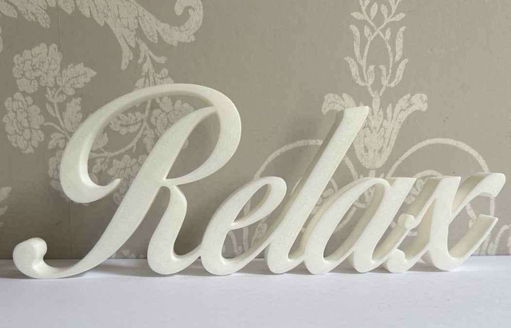 White Relax Sign Gift New Home Decoration Freestanding Ornament or Wall Sign