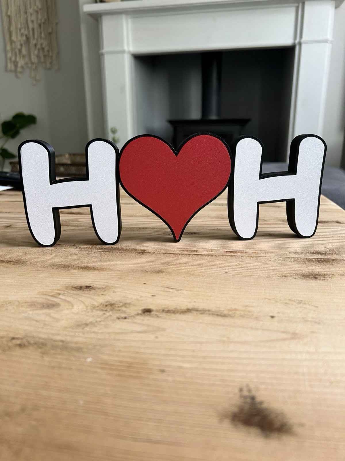 Personalised Love Heart Gift Freestanding Name Initals Present Custom Made Sign