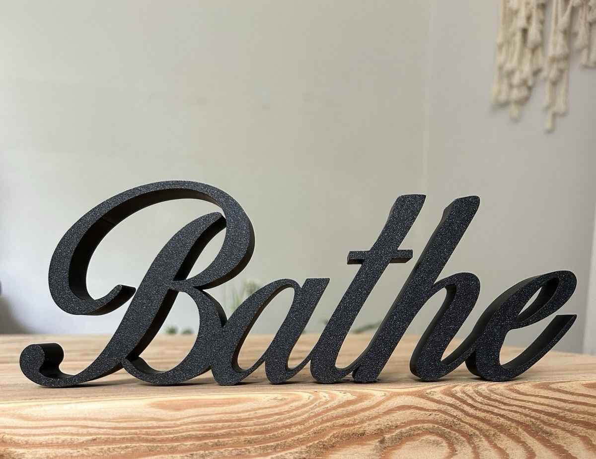 Black BATHE Sign Word Letters freestanding Bathroom Ornament or Wall Decoration