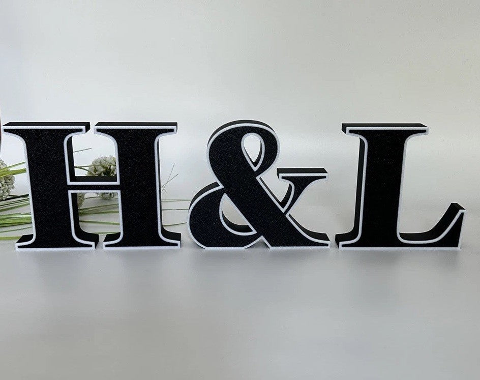 Initials with & Ampersand Freestanding Sign Gift Ornament Letters Decoration - Poppy Kate Designs