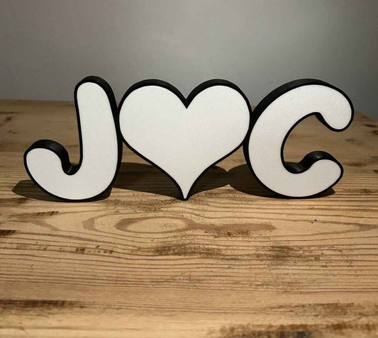Personalised Love Heart Gift Freestanding Name Initals Present Custom Made Sign
