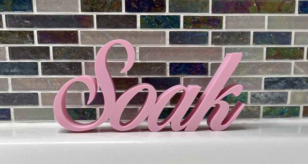 Soak Word Pink Ornament Freestanding Sign Bath Hot Tub New Home Gift Decoration