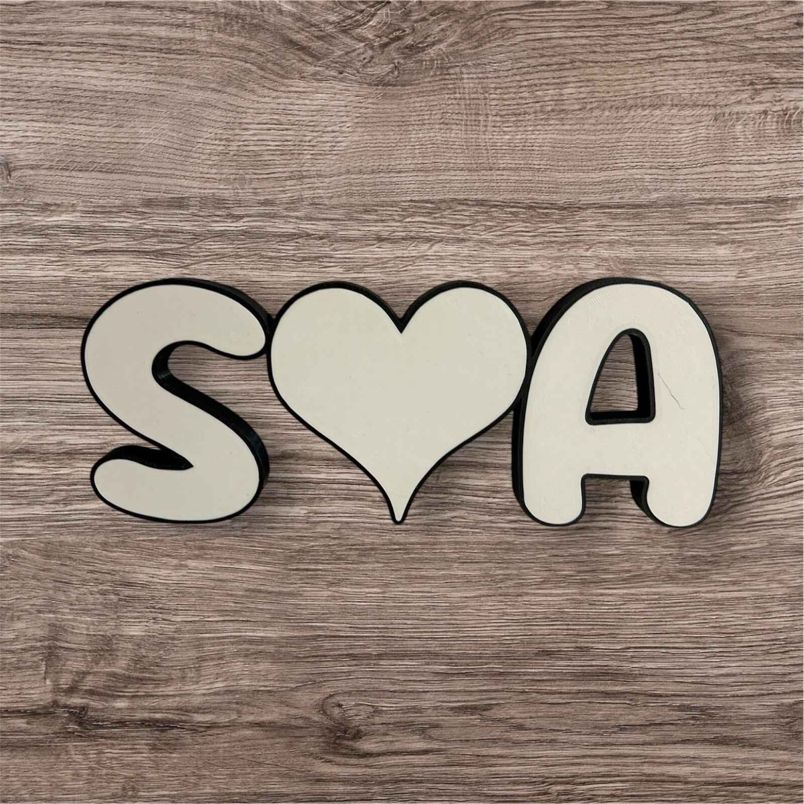 Personalised Love Heart Gift Freestanding Name Initals Present Custom Made Sign