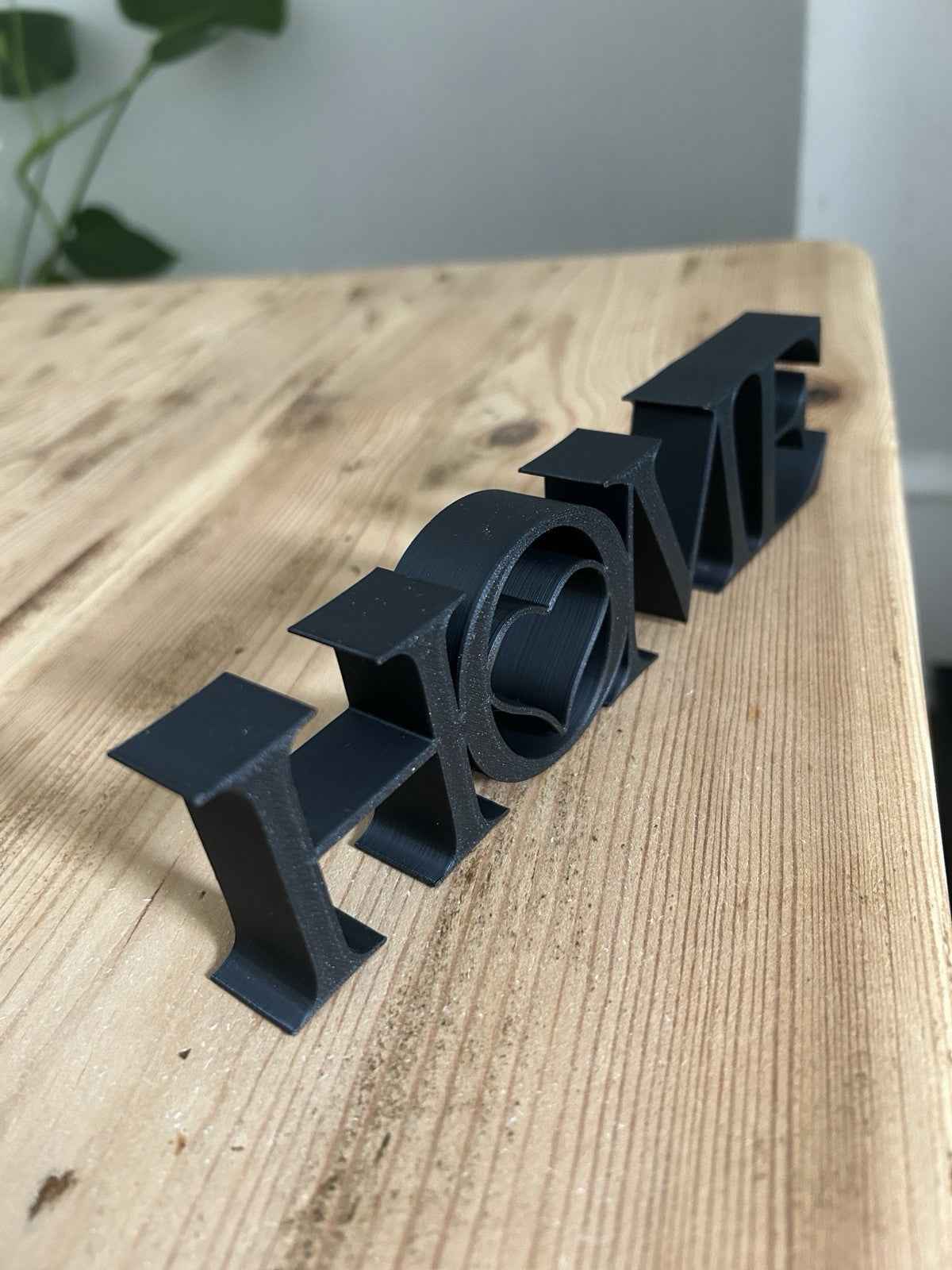Black Home Sign Heart  Ornament Word Letters Plaque Home Decoration Freestanding