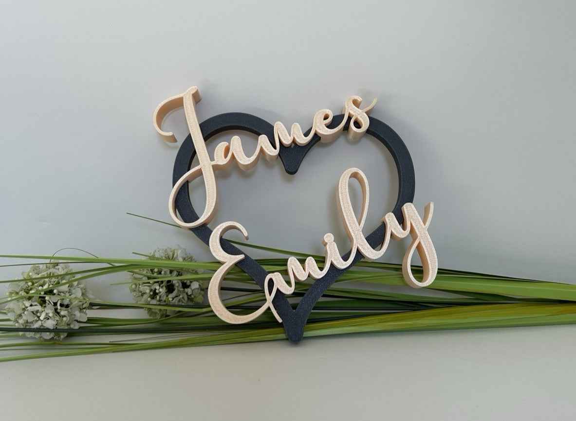 Personalised Wedding Present Gift Mr & Mrs Heart with Names Bride Groom