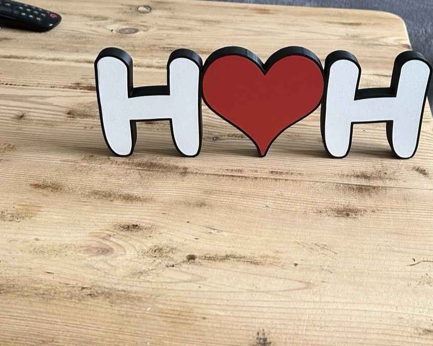 Personalised Love Heart Gift Freestanding Name Initals Present Custom Made Sign