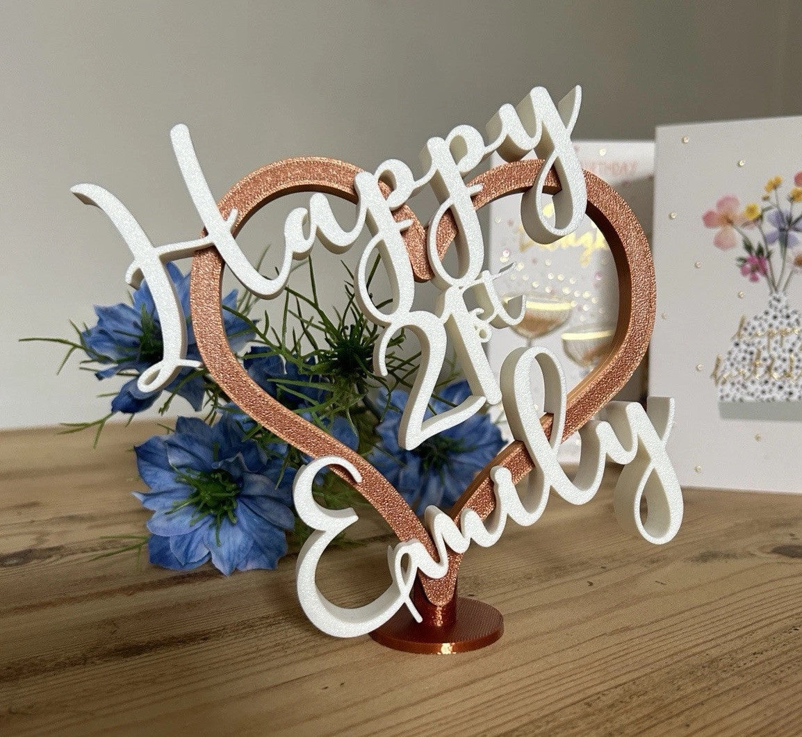 Personalised 18th 21st Birthday Gift with Name Keepsake Decoration - Poppy Kate Designs