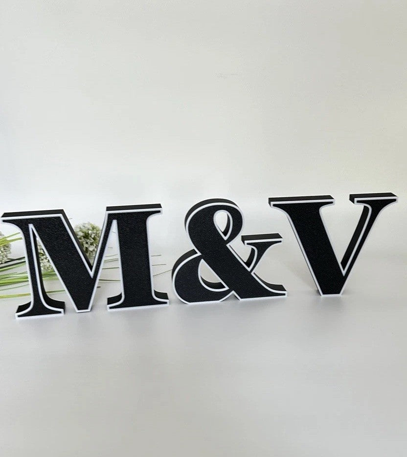 Initials with & Ampersand Freestanding Sign Gift Ornament Letters Decoration - Poppy Kate Designs