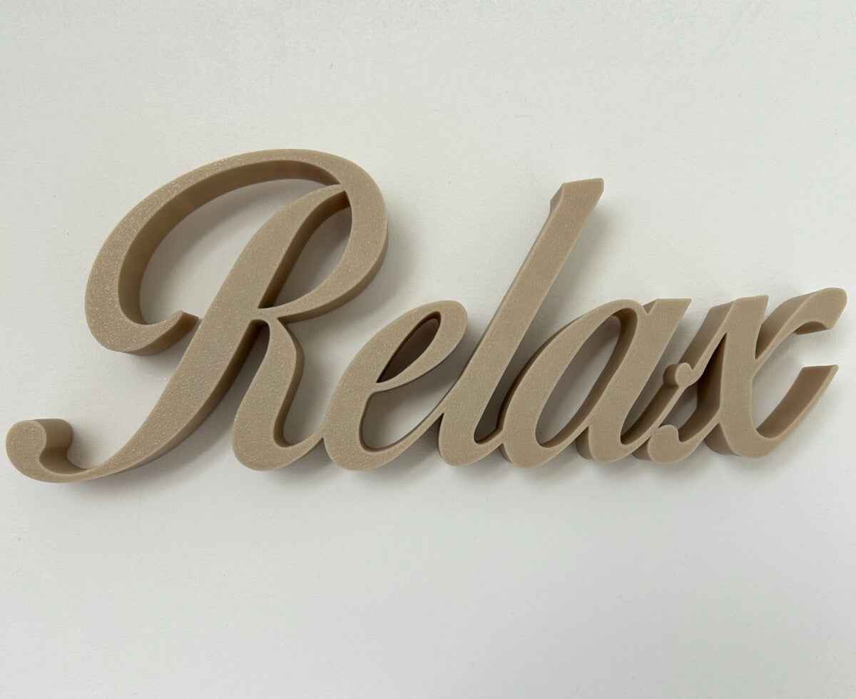 Relax Sign Beige Stone Taupe Word Letters Gift New Room Decoration Freestanding