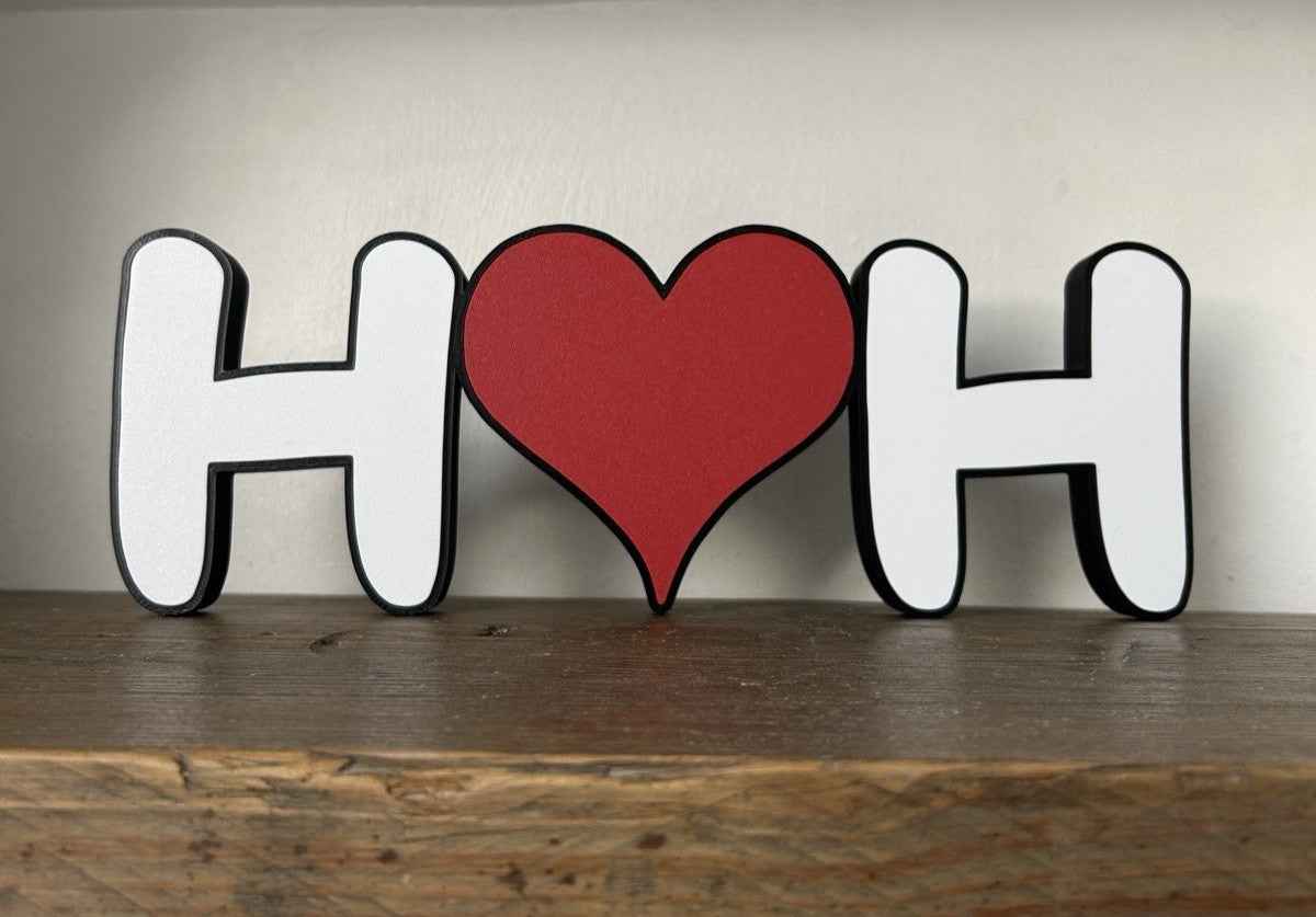 Personalised Love Heart Gift Freestanding Name Initals Present Custom Made Sign