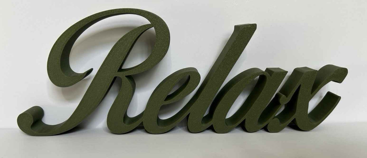 Relax Sign Beige Stone Taupe Word Letters Gift New Room Decoration Freestanding