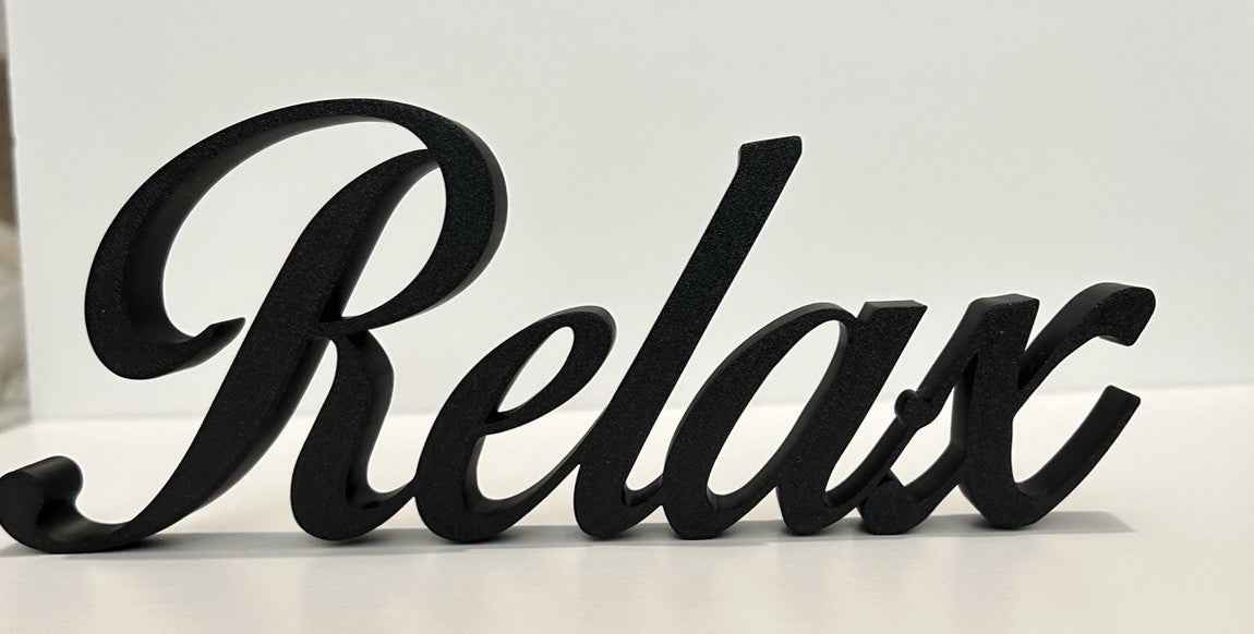 Relax Sign Beige Stone Taupe Word Letters Gift New Room Decoration Freestanding