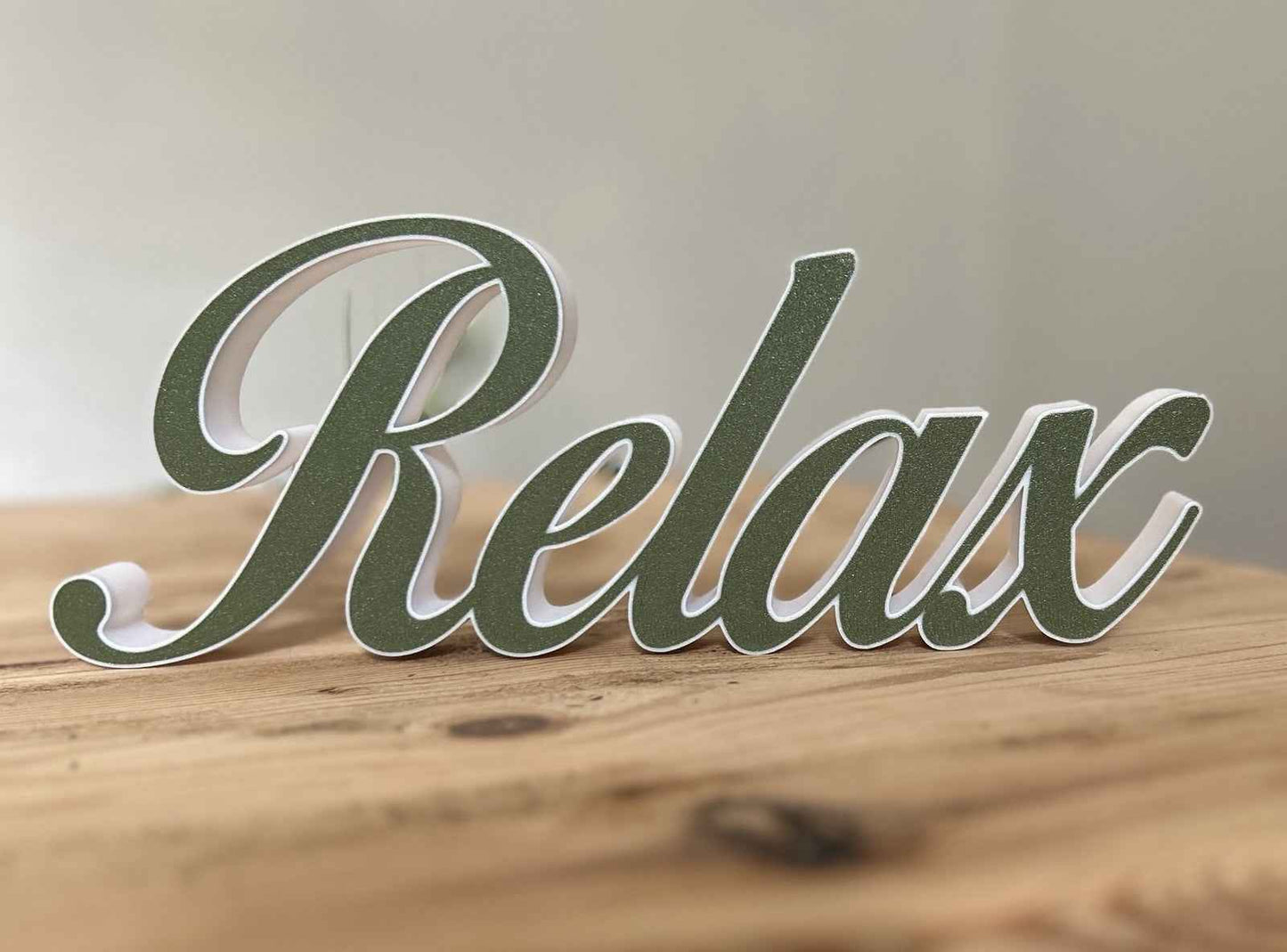 Relax Grey and White Sign Decoration Freestanding Word ornament Home New Gift