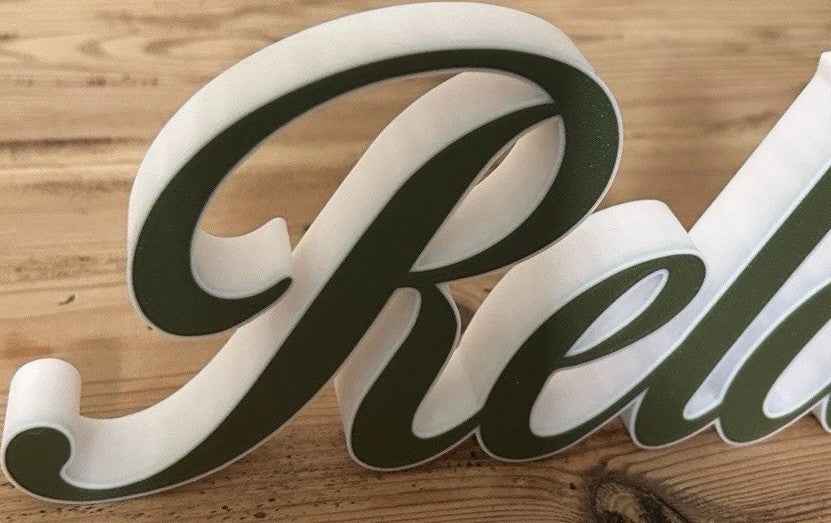 Relax Grey and White Sign Decoration Freestanding Word ornament Home New Gift