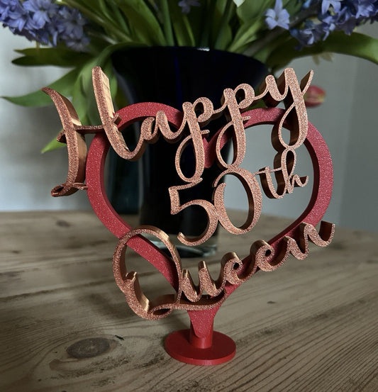 Personalised 50th 40th Birthday Gift Decoration for her him wife husband - Poppy Kate Designs