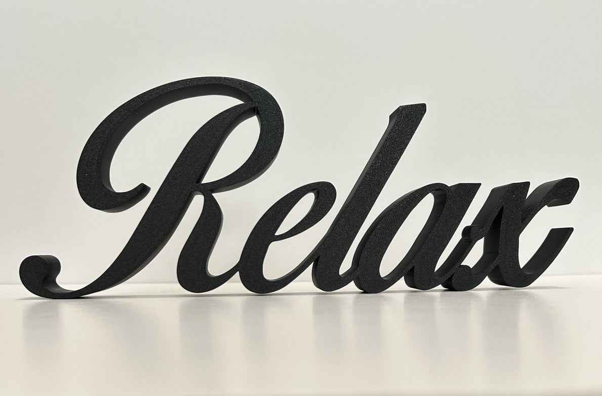 Relax Sign Beige Stone Taupe Word Letters Gift New Room Decoration Freestanding