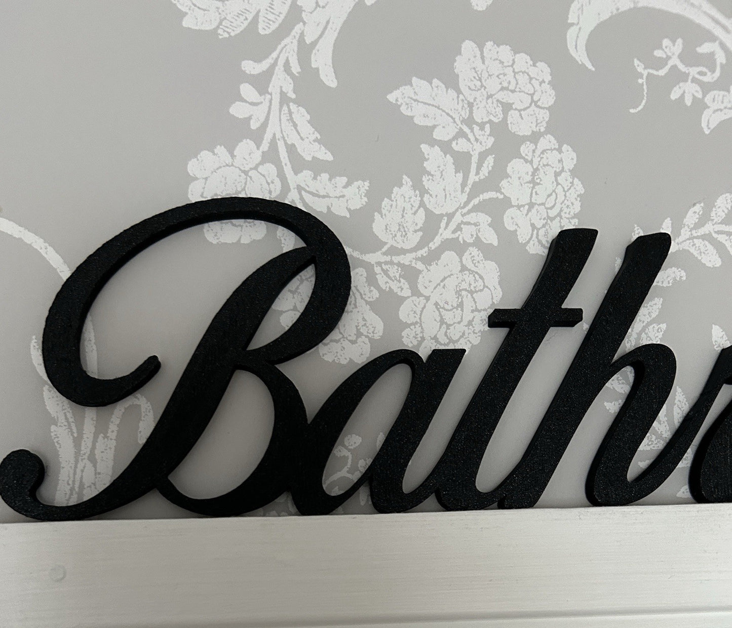 Black Bathroom Wall Sign Door Letters Wall Plaque White Wall New Home Decoration - Poppy Kate Designs