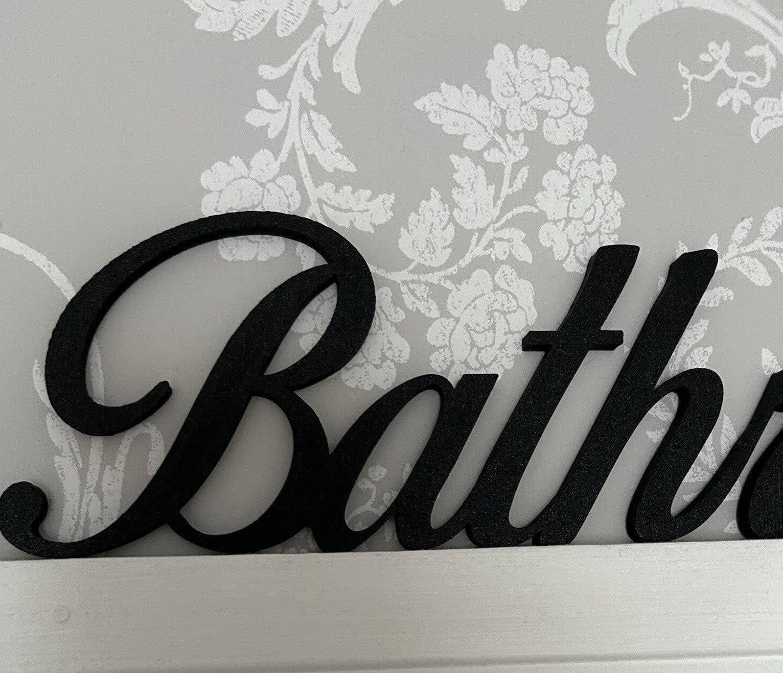 Black Bathroom Wall Sign Door Letters Wall Plaque White Wall New Home Decoration - Poppy Kate Designs