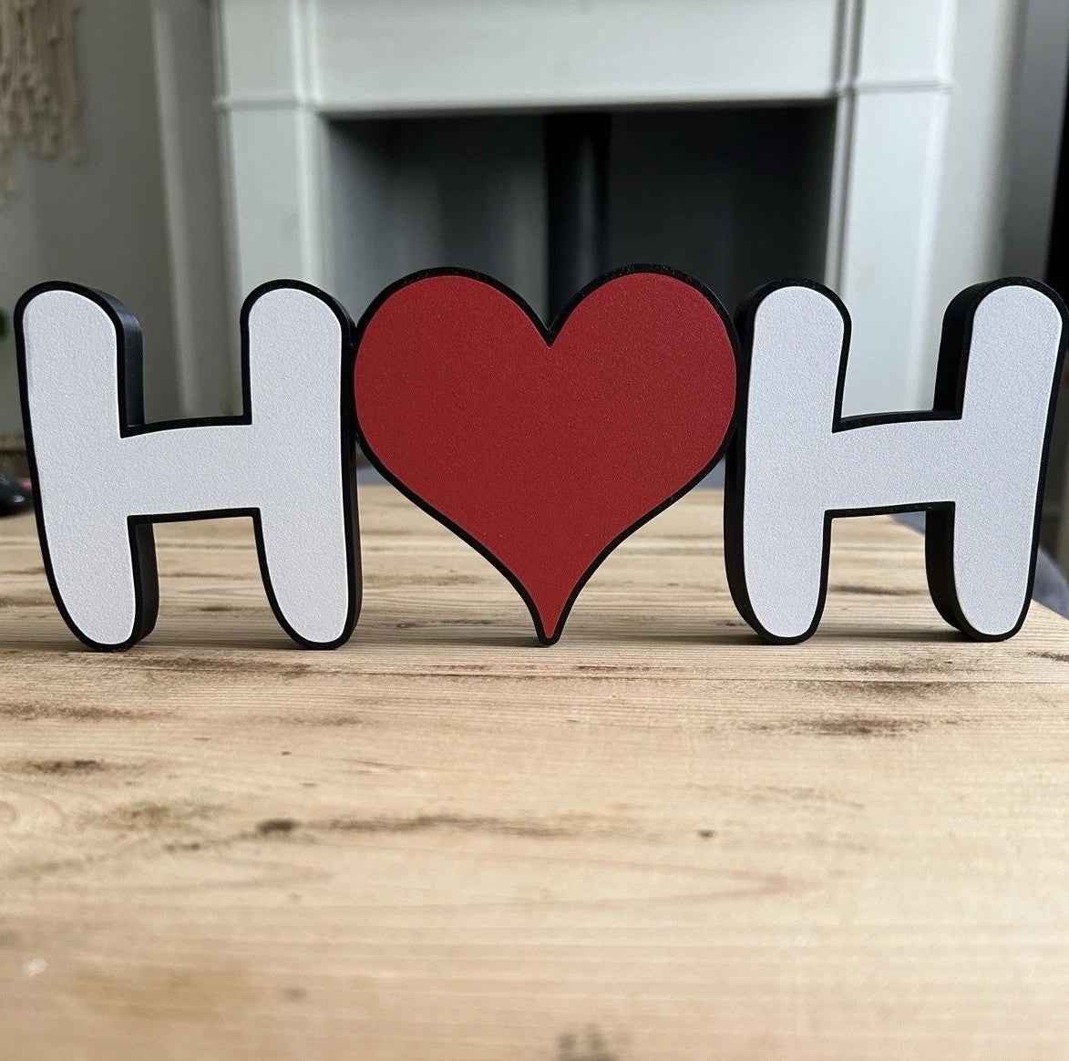 Personalised Love Heart Gift Freestanding Name Initals Present Custom Made Sign