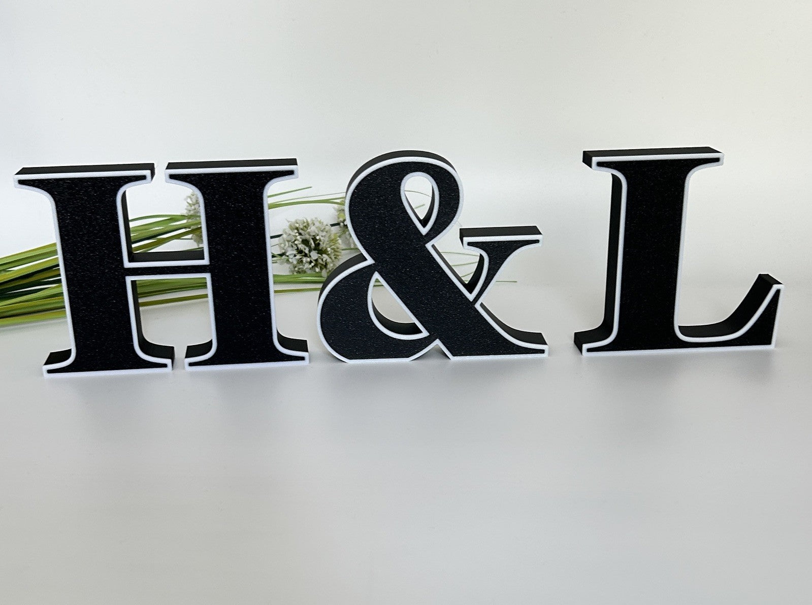 Initials with & Ampersand Freestanding Sign Gift Ornament Letters Decoration - Poppy Kate Designs