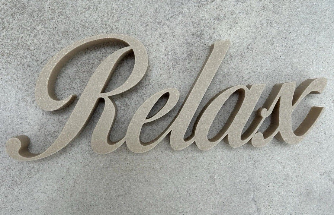 White Relax Word Ornament Sign Various Colours Gift Decoration Freestanding - Poppy Kate Designs