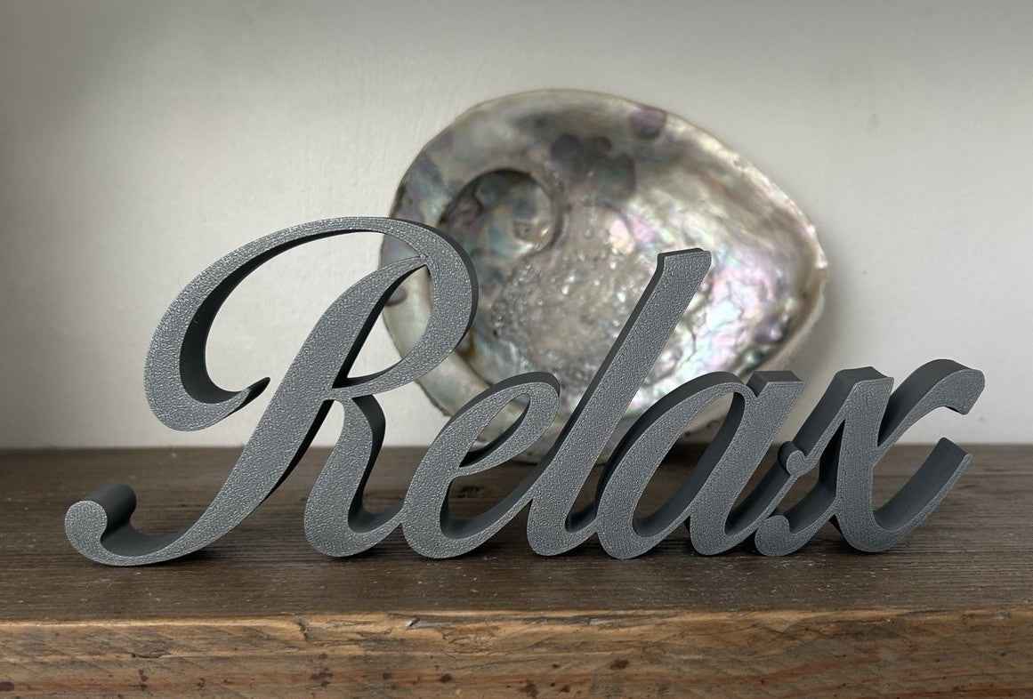 Relax Sign Beige Stone Taupe Word Letters Gift New Room Decoration Freestanding