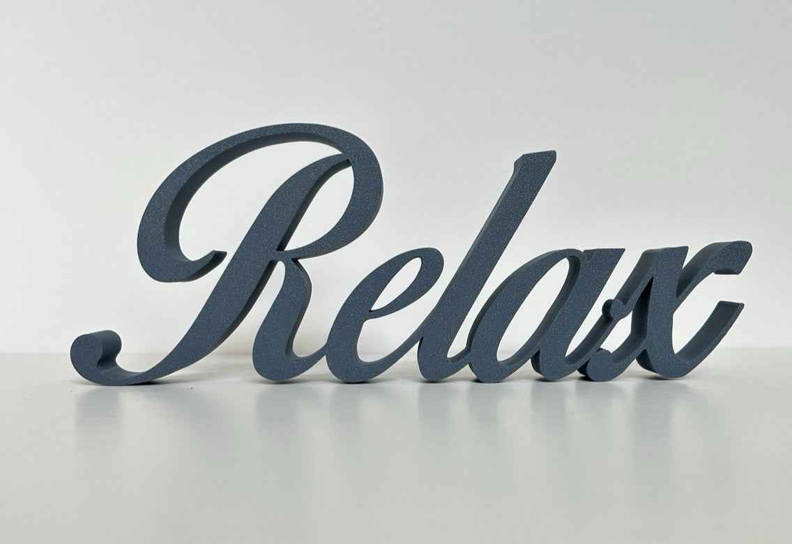 Relax Sign Beige Stone Taupe Word Letters Gift New Room Decoration Freestanding