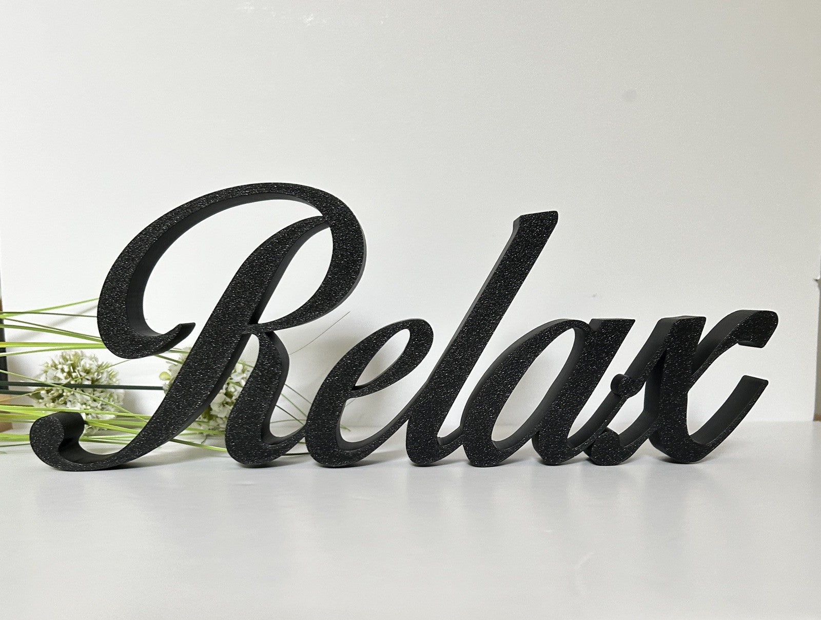 White Relax Word Ornament Sign Various Colours Gift Decoration Freestanding - Poppy Kate Designs