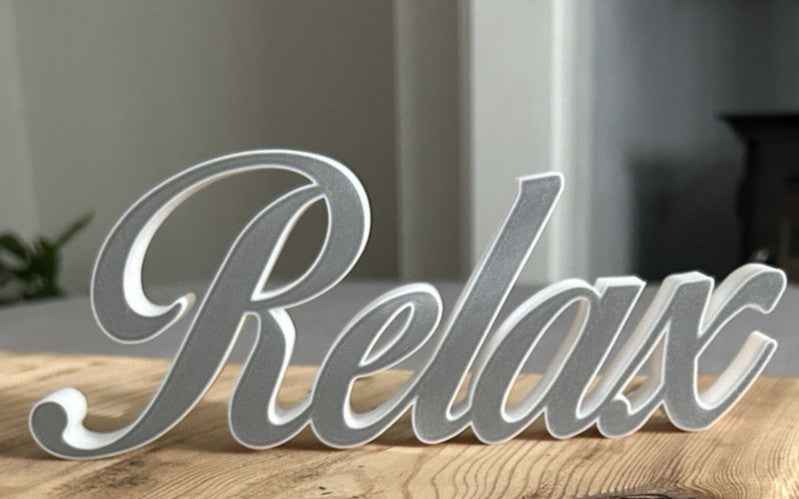 Relax Grey and White Sign Decoration Freestanding Word ornament Home New Gift